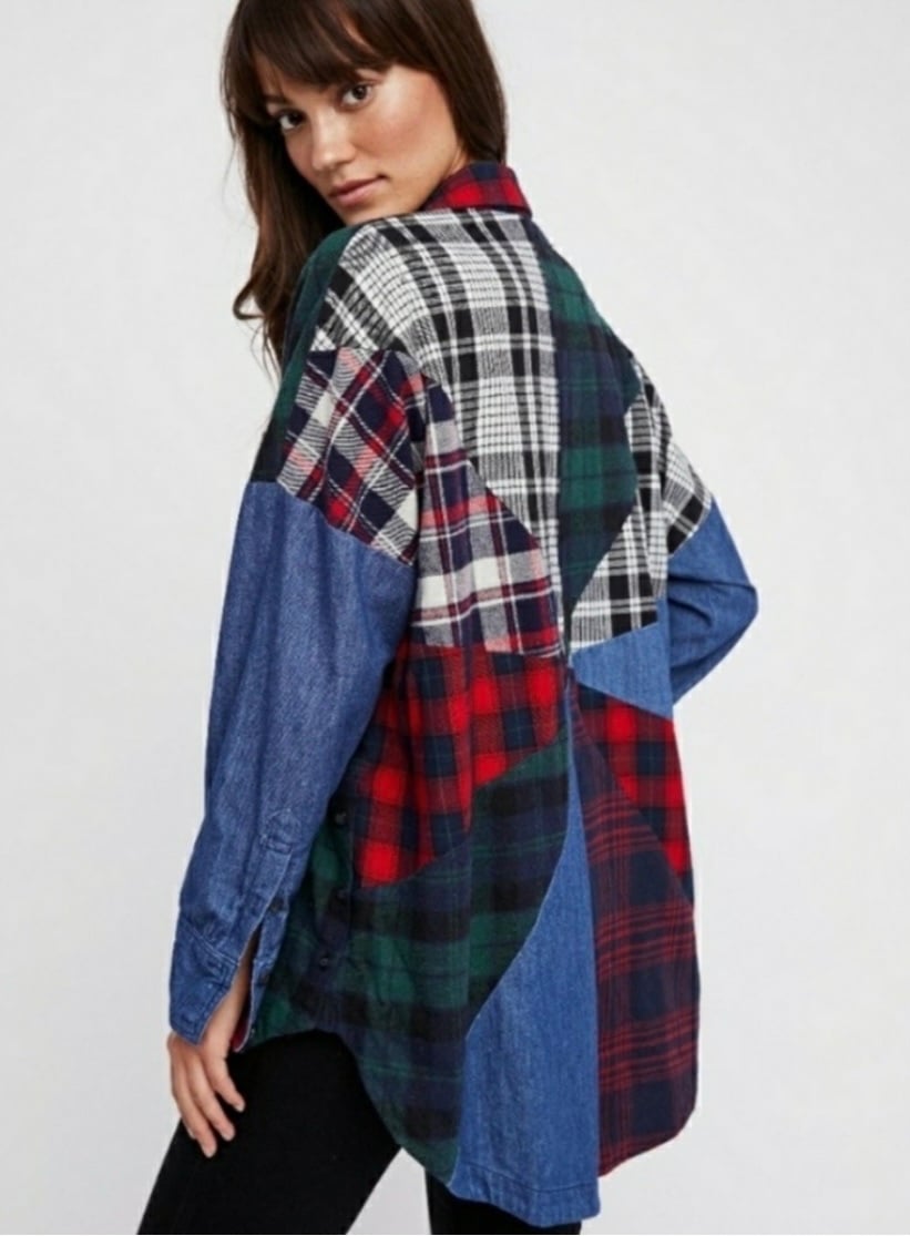 Free People Rainbow Rays Flannel Button Down