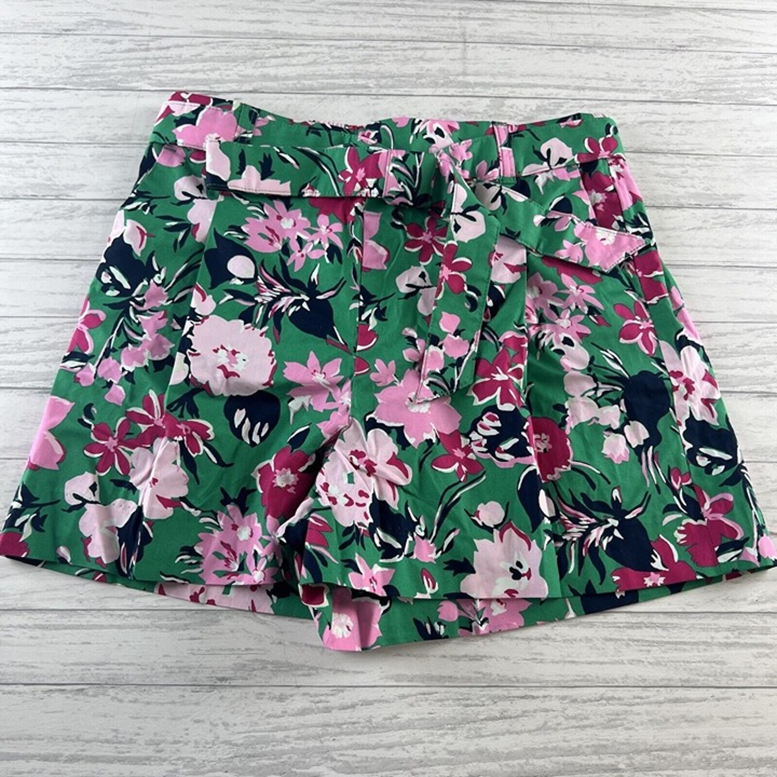 J Crew Womens Shorts Tie Waist Pull On Cotton Poplin Floral Size 4