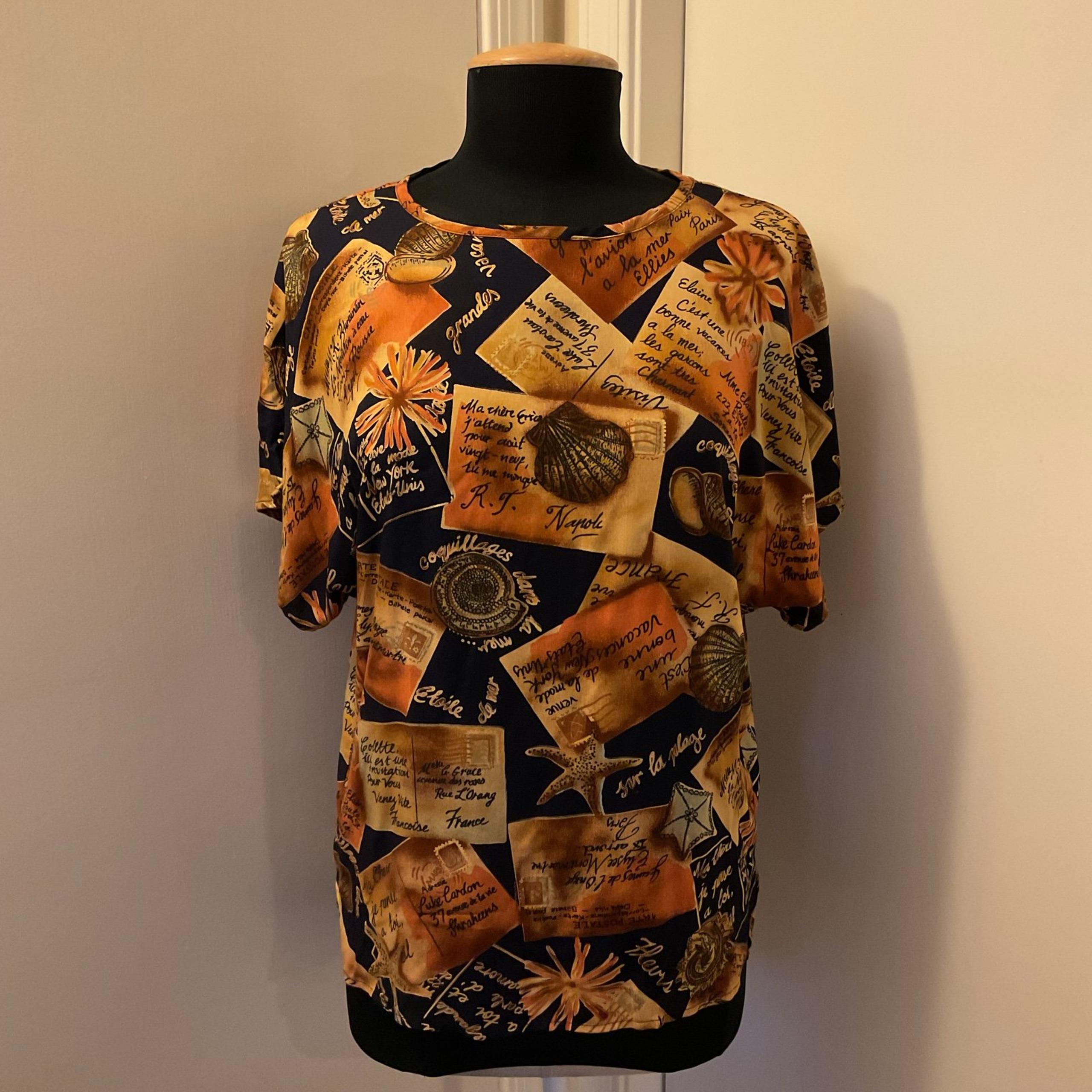 Multi-coloured Seashells Print blouse By Melrose Size Small 100% Rayon