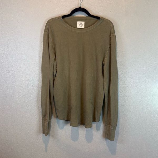 Buck mason green vintage thermal surplus tee longsleeve L