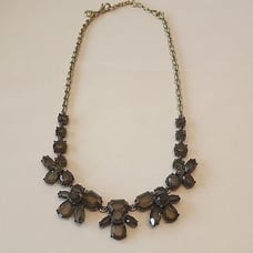 J.Crew smokey faceted Rhinestone necklace grey faux stone