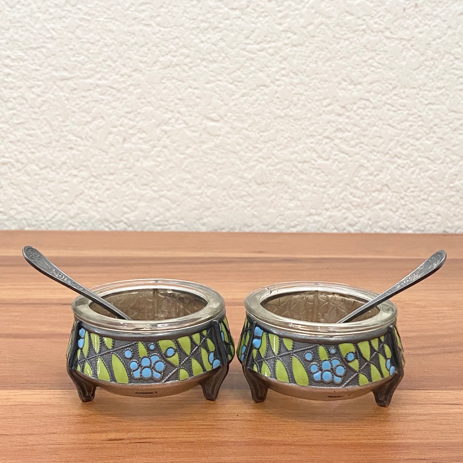 Vintage 70’s 1ЮMMET Hommet Russian Silver Enamel Cloisonne Footed Salt Cellar