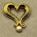 VINTAGE Marked AVON GOLD TONE BROOCH PIN WITH PEARL HEART SHAPE