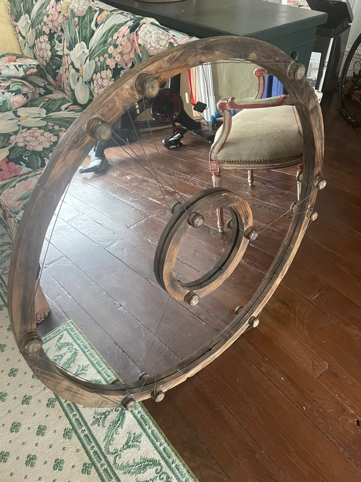 Large round mirror