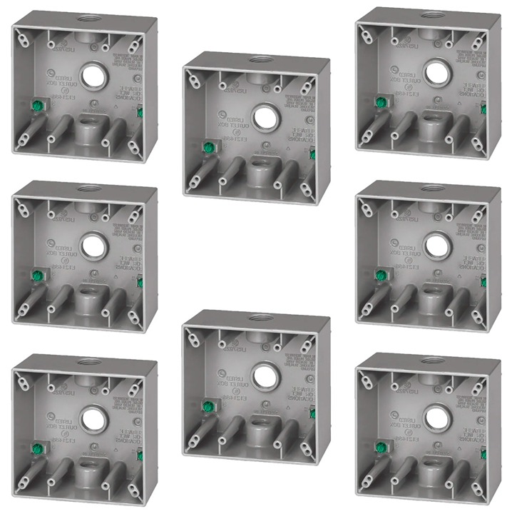 SIGMA 8 PACK! Engineered 2-Gang Metal Weatherproof Square Electrical Boxes -NEW!