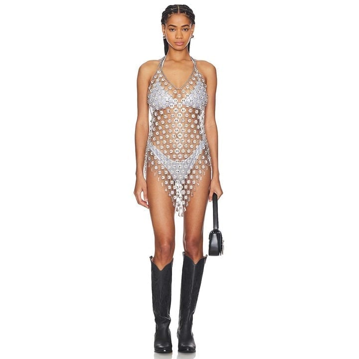 Kelsey Randall x Revolve Kelsey Chainmail Dress in Silver OS New Womens Chainmai