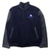 90s NORTH END Leather Sleeve Stadium Jacket L Navy Wool
