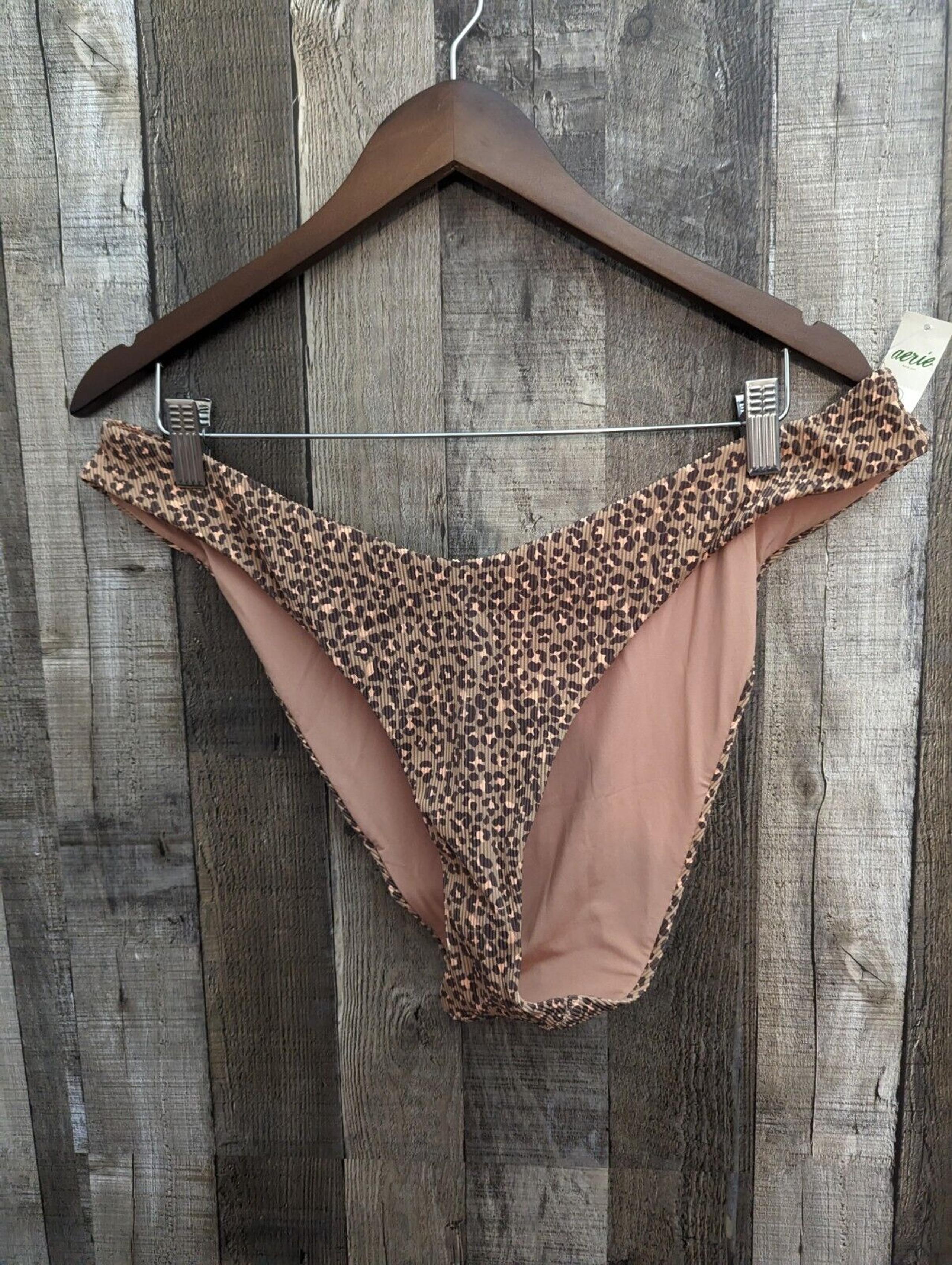 Aerie Women's Size XXL Brown Animal Print Bikini Bathing Suit Bottoms