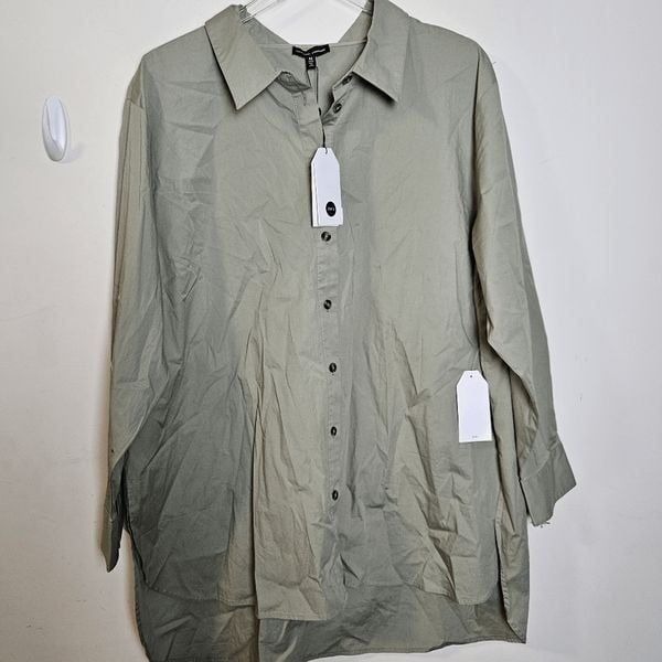Universal Standard Long Sleeve Button Front Oxford Stretch Cotton Shirt NWT USTO