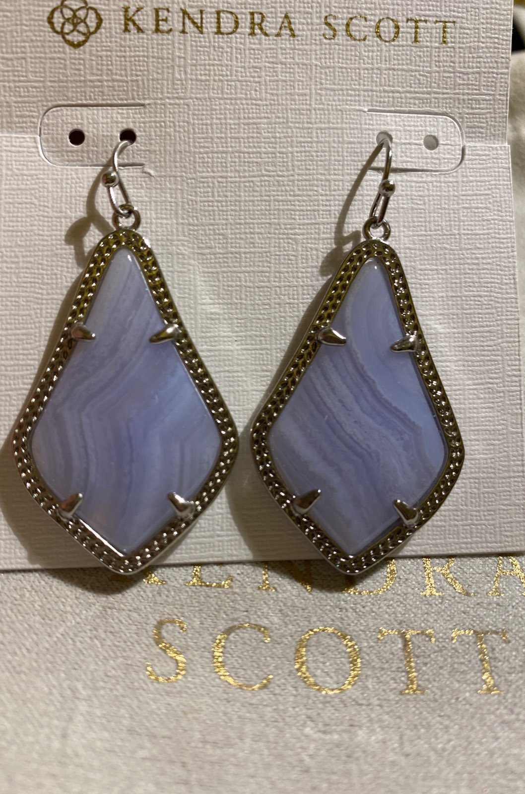KS Blue Lace Agate Alex Earrings in Silv
