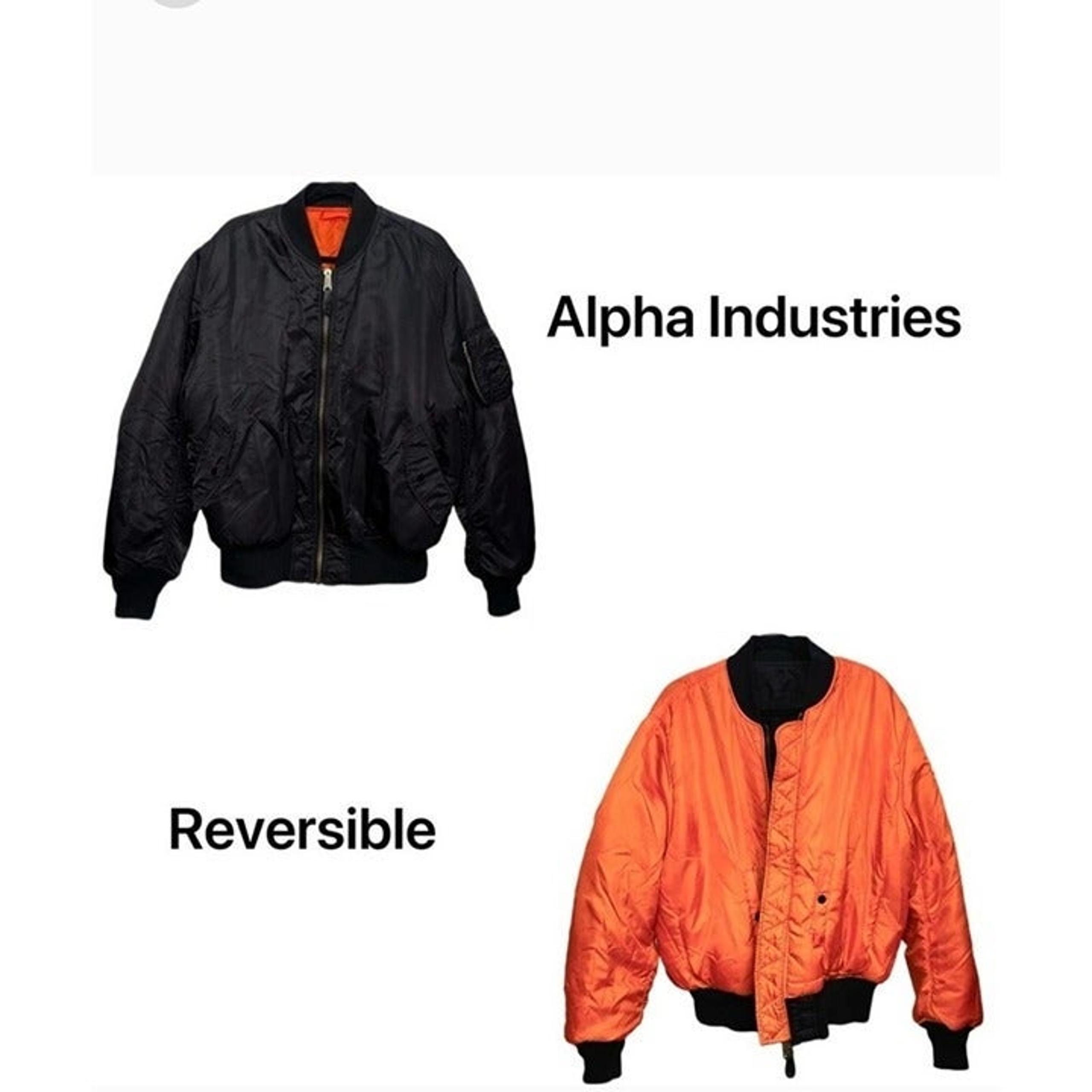 Alpha Industries Reversable MA-1 Men's Bomber Flight Jacket Size 3XL Black