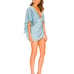 Michael Costello Revolve Blue Satin Colette Caped Mini Dress size XS