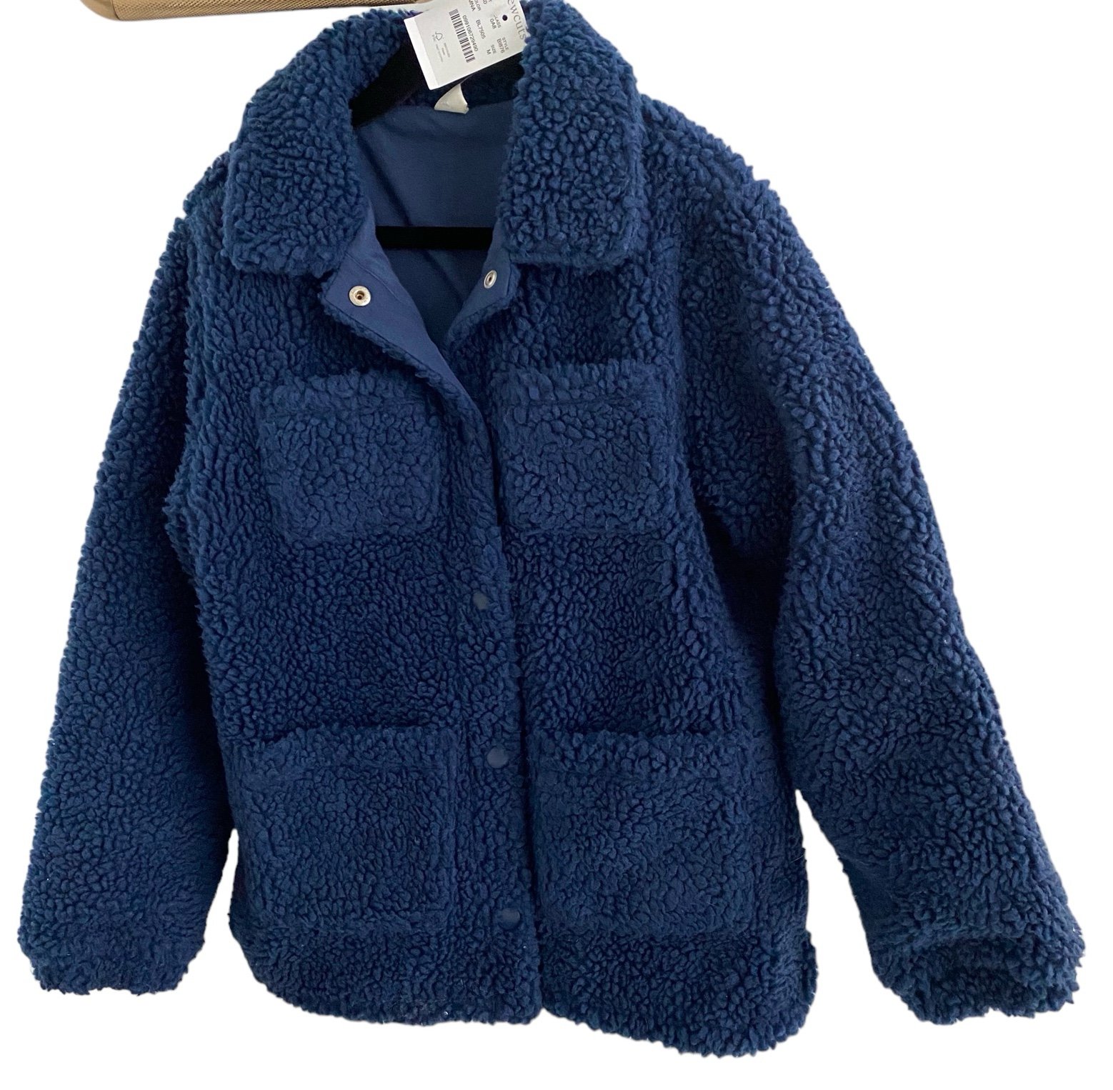 CREWCUTS Girl's Navy Sherpa Jacket Size: M (8-9)