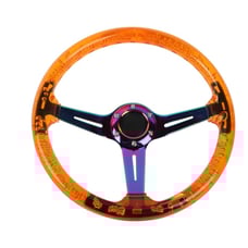 Universal 6-Hole 350mm Deep Dish Orange Crystal Bubble Neo Spoke Steering Wheel