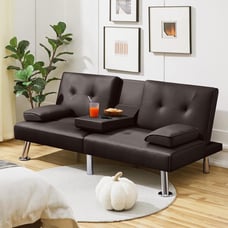 Brown Leather Futon Couch