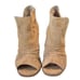 42 Gold Tan Loyalty Suede Open Toe Block Heel Booties Size 10