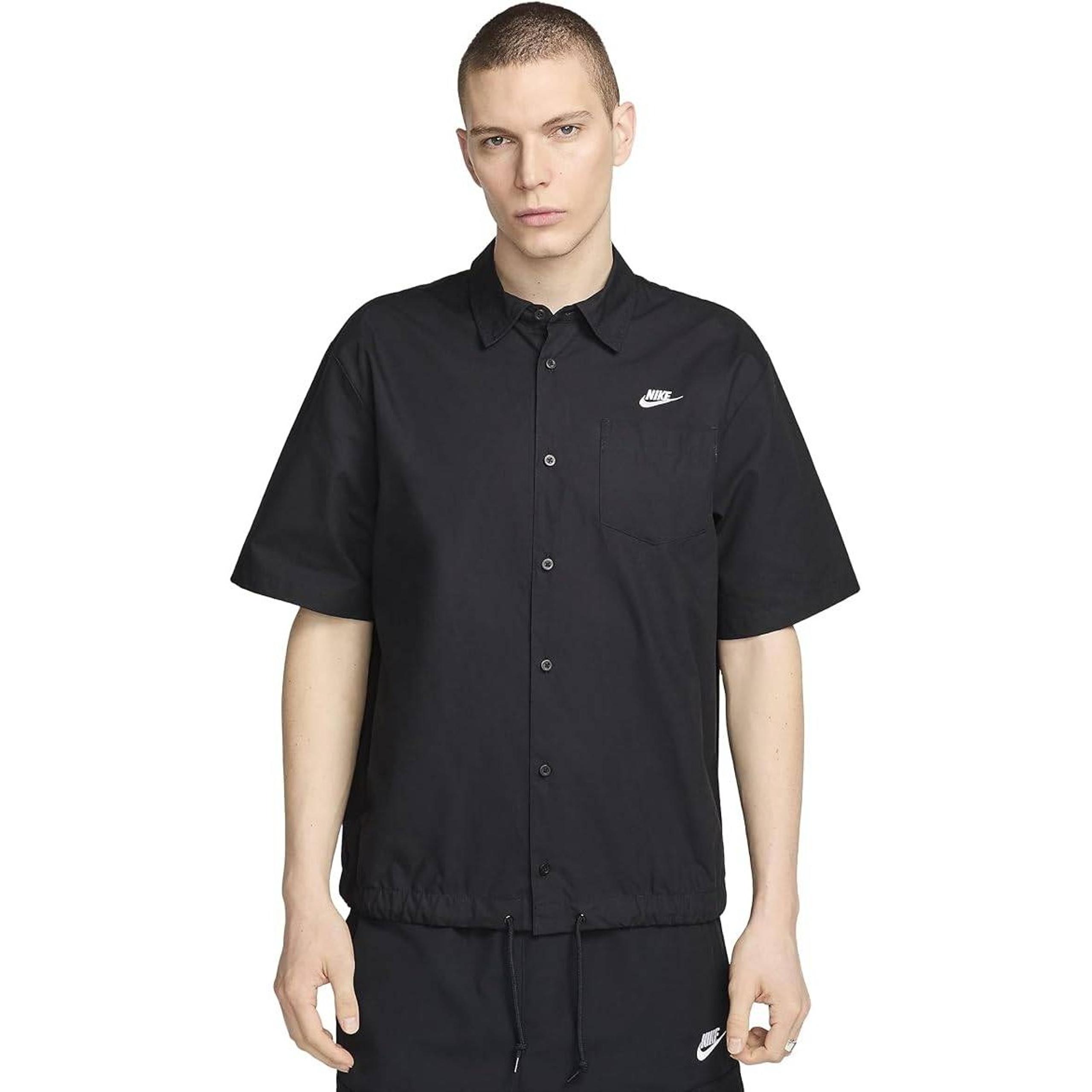 Nike Club Men's Short-Sleeve Oxford Button-Up Shirt, Black, Large