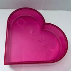 Vintage Acrylic Clinique Pink Heart Makeup Storage Case
