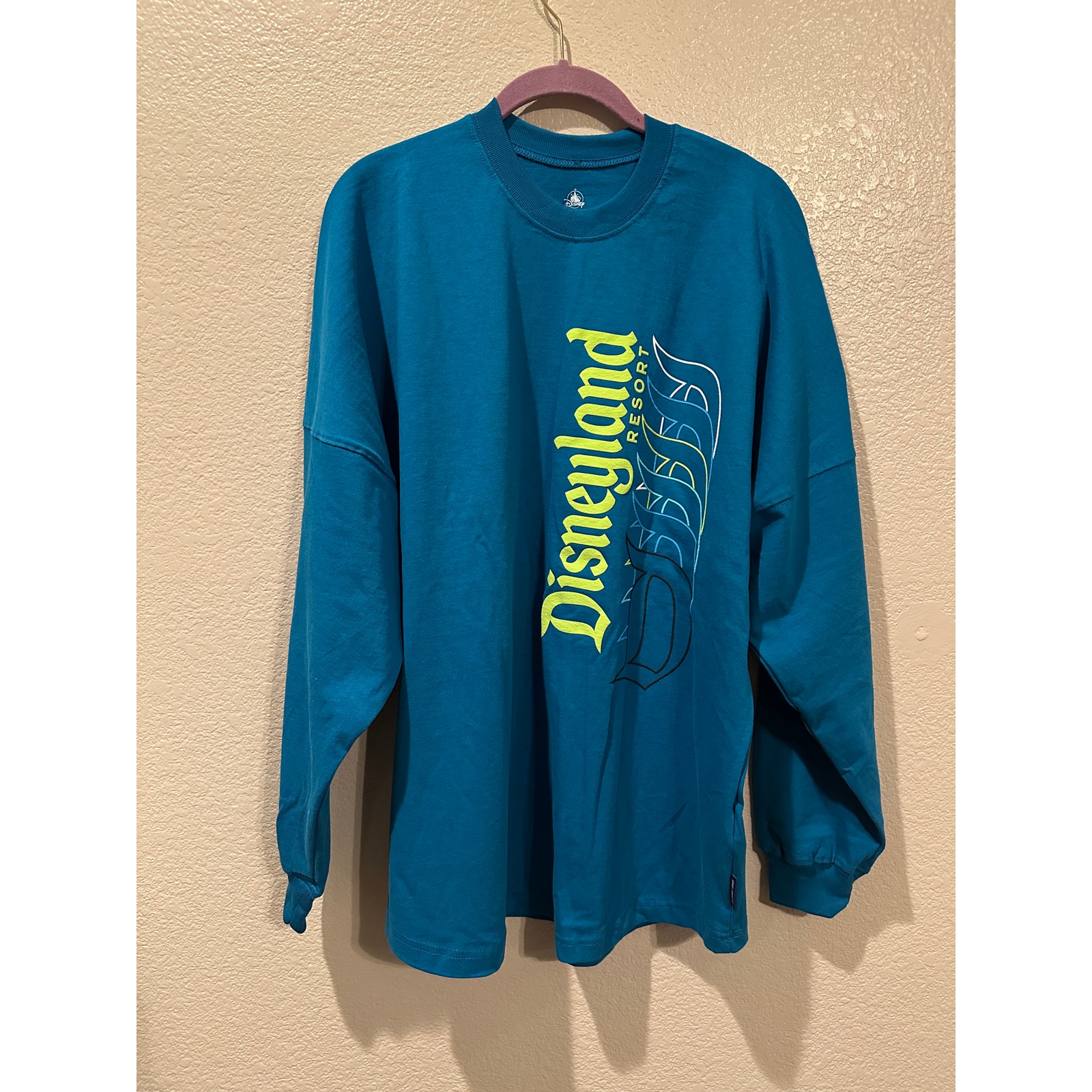NWT Disney Parks Disneyland Neon Blue and Green D Icon Spirit Jersey M XL