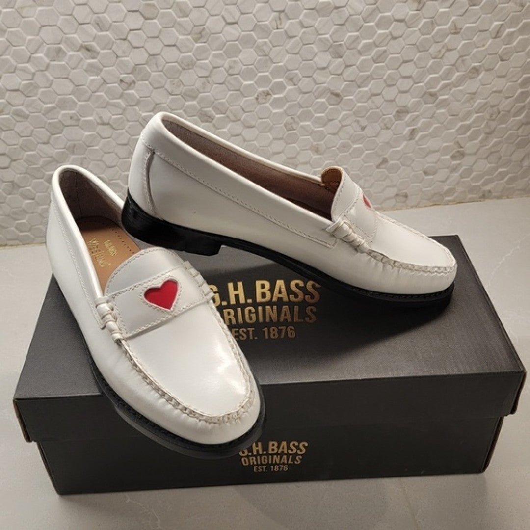 New In Box G.H Bass White Leather Loafers