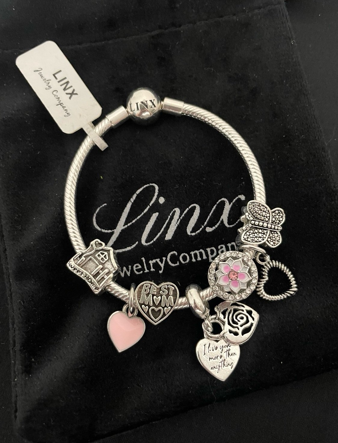 Linx Snake Chain Bracelet with Mom Themed Charms