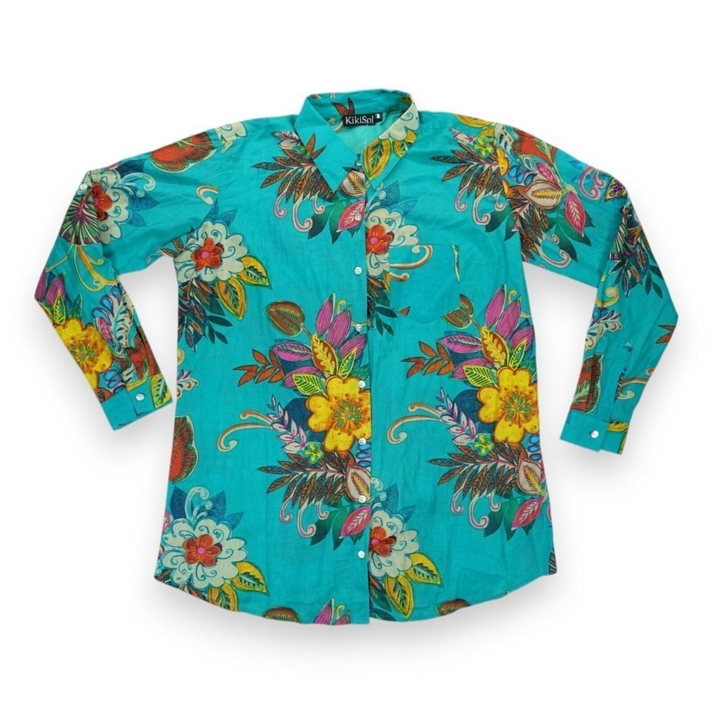 NWT Kiki Sol Women's Borfriend Shirt Button Down Lightweight Floral Medium