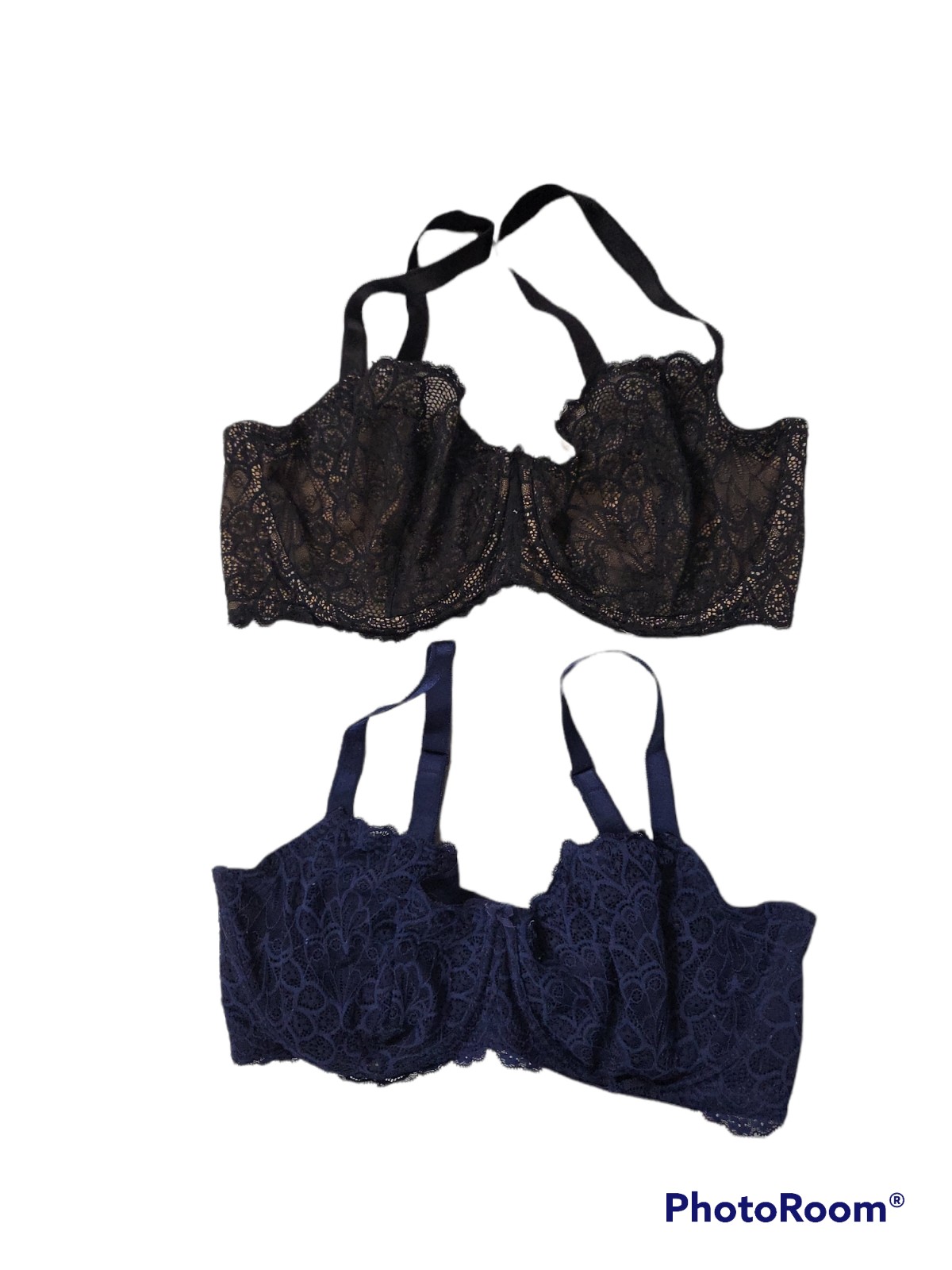 Torrid 40DDD Balconette Lace Bra Set - Navy & Black sexy simi sheer