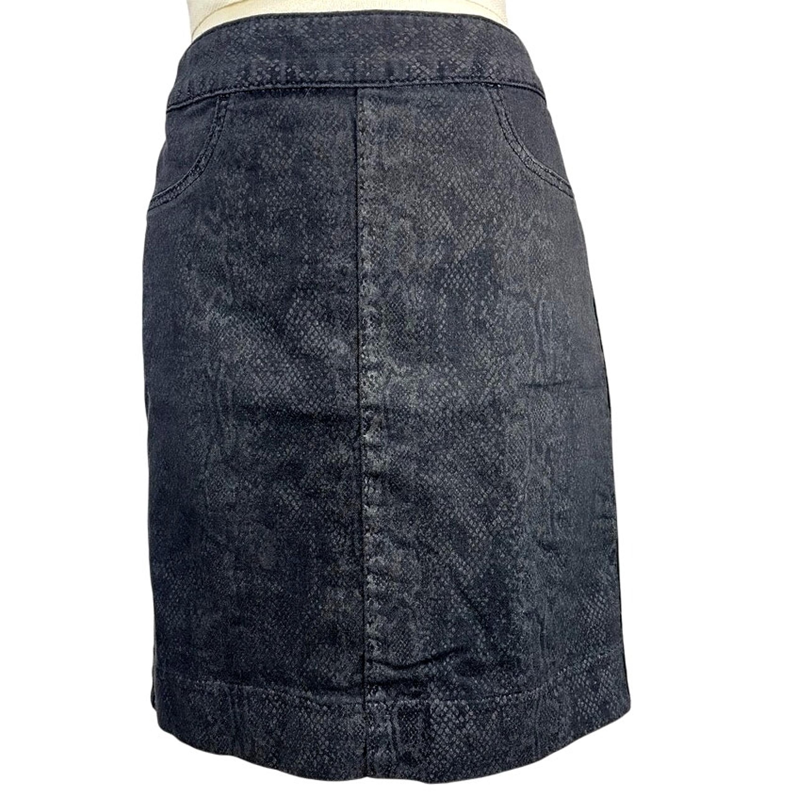 GAP 1969 Snakeskin Denim Stretch Pencil Skirt Womens (31/12) Black Biker Zip