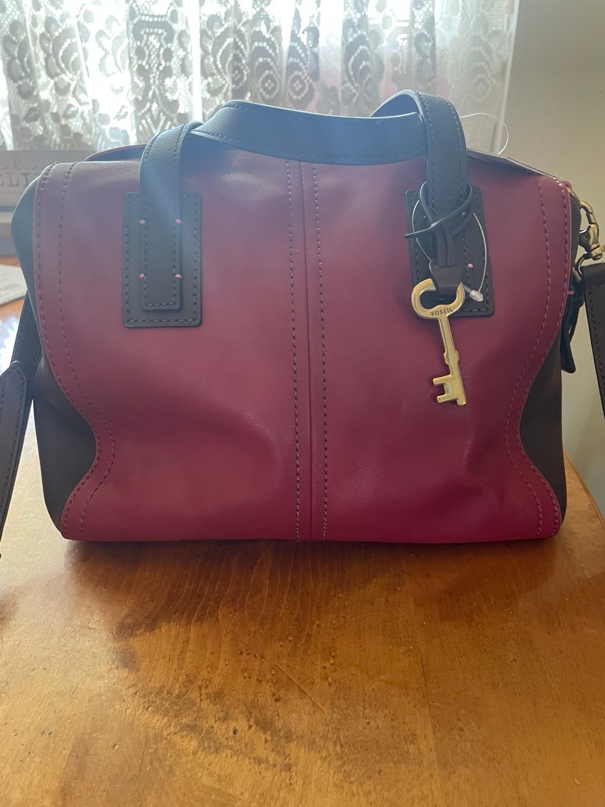 Fossil red/brown leather handbag NWT