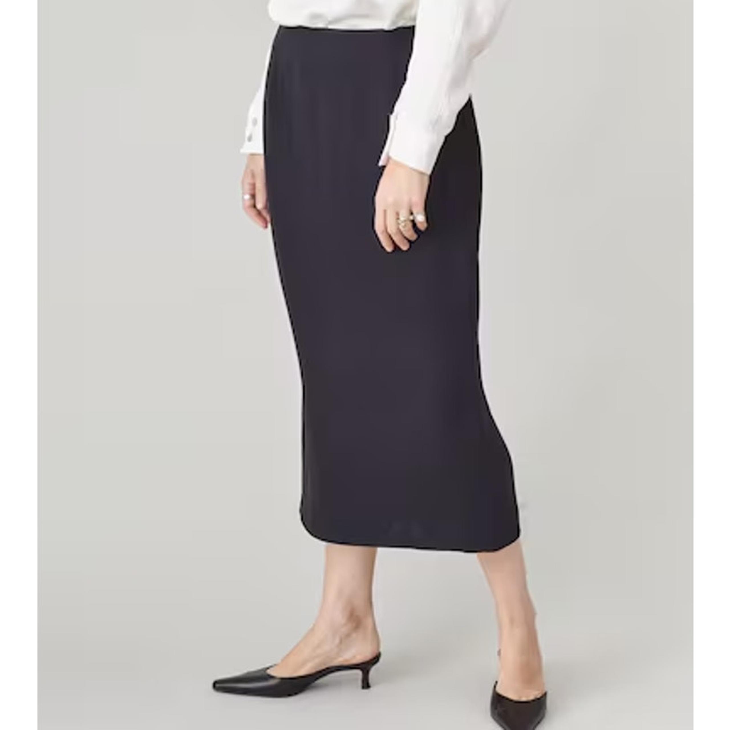 Midi Pencil Skirt Womens 12 Petite 12P High Rise Waist Black Straight Back Vent
