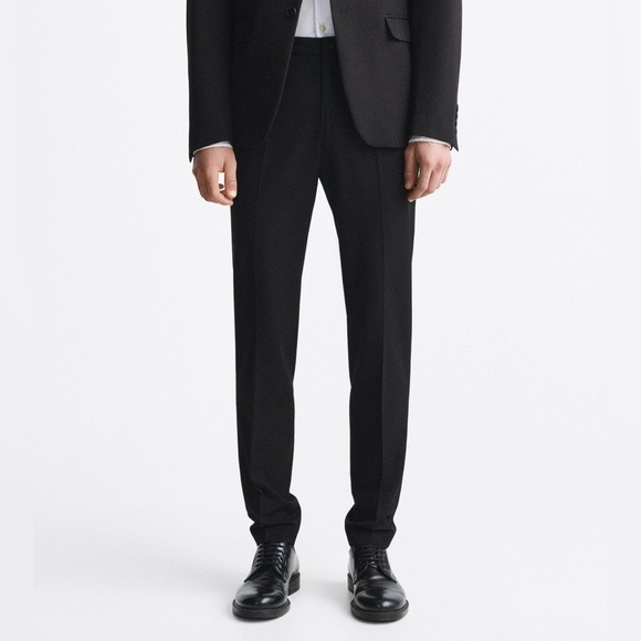 NWT. Zara Man Black Viscose Blend Slim Fit Suit Pants. Size 29.