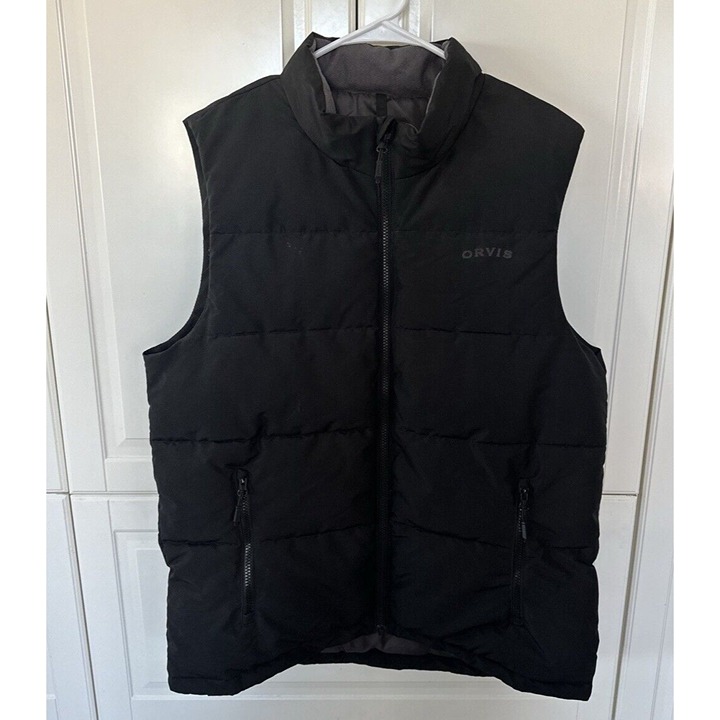 Orvis RipStop Puffer Vest Jacket Mens M Black Professional Lightweight Preppy