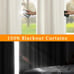 100% Blackout Natural Linen Curtains, 63 Inches Linen Textured 2 Panels