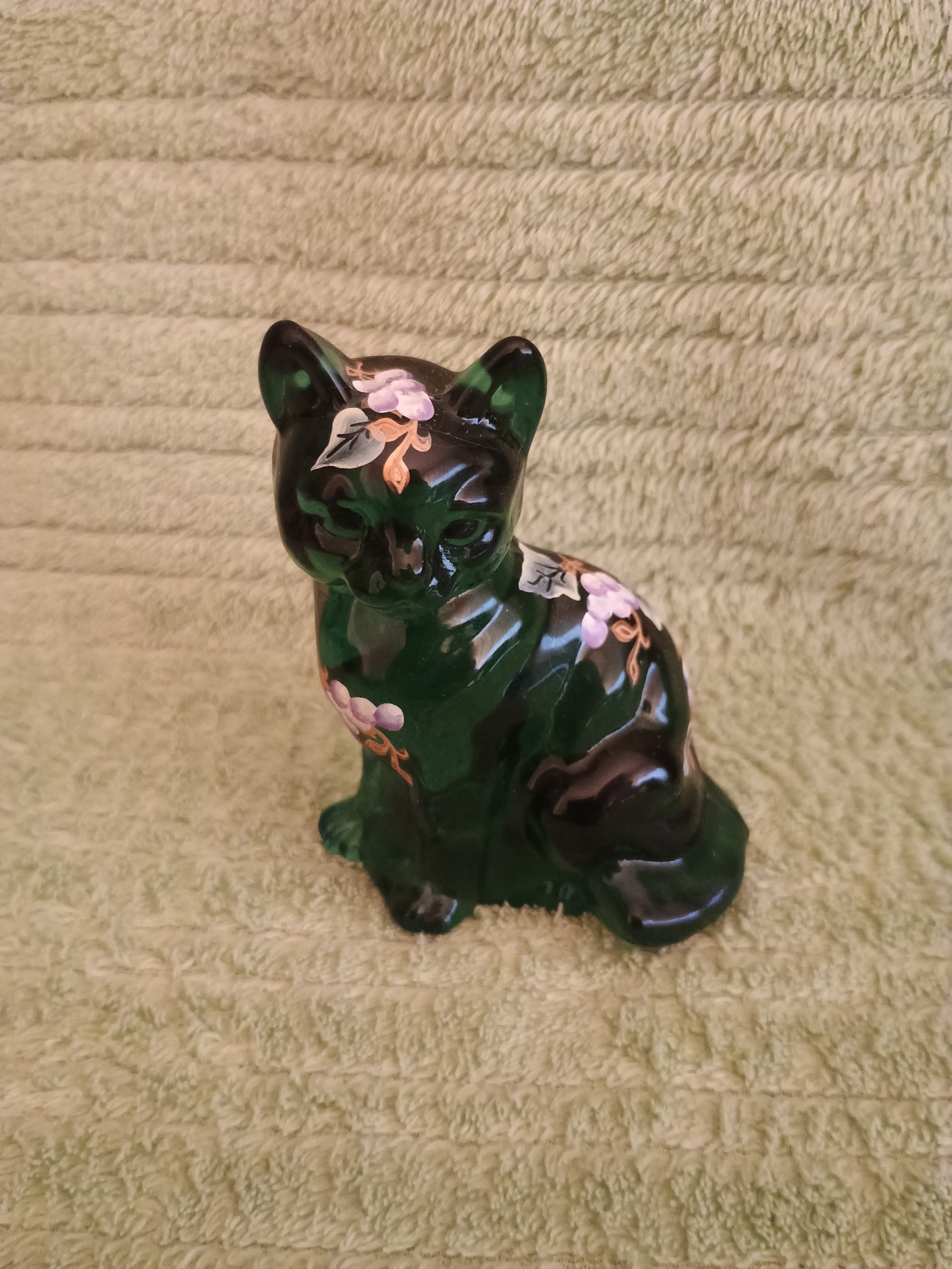 Vintage Fenton Emerald Green Cat