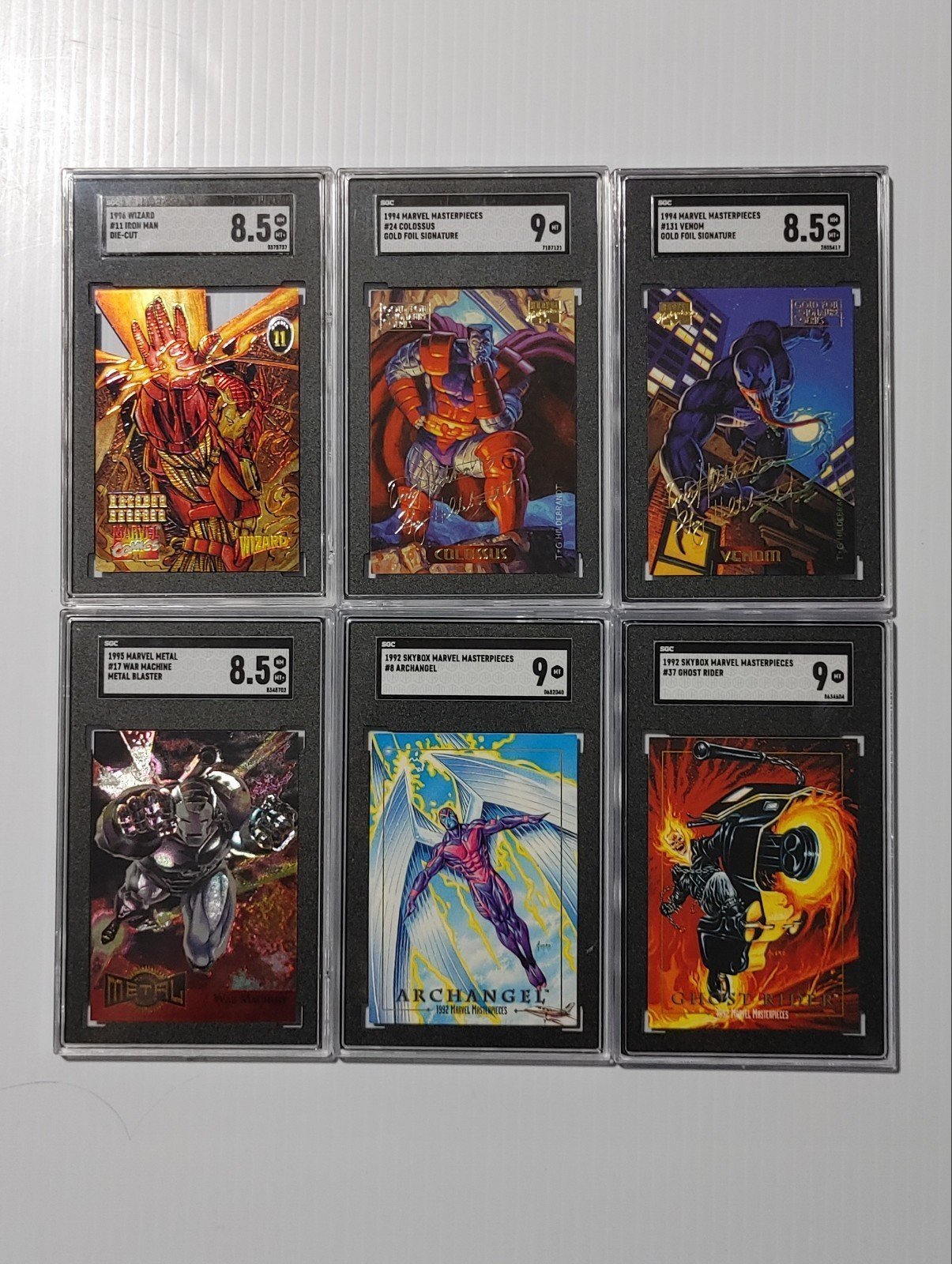 Marvel Iron-Man War-Machine Venom Colossus Archangel Ghost Rider SGC Card Lot