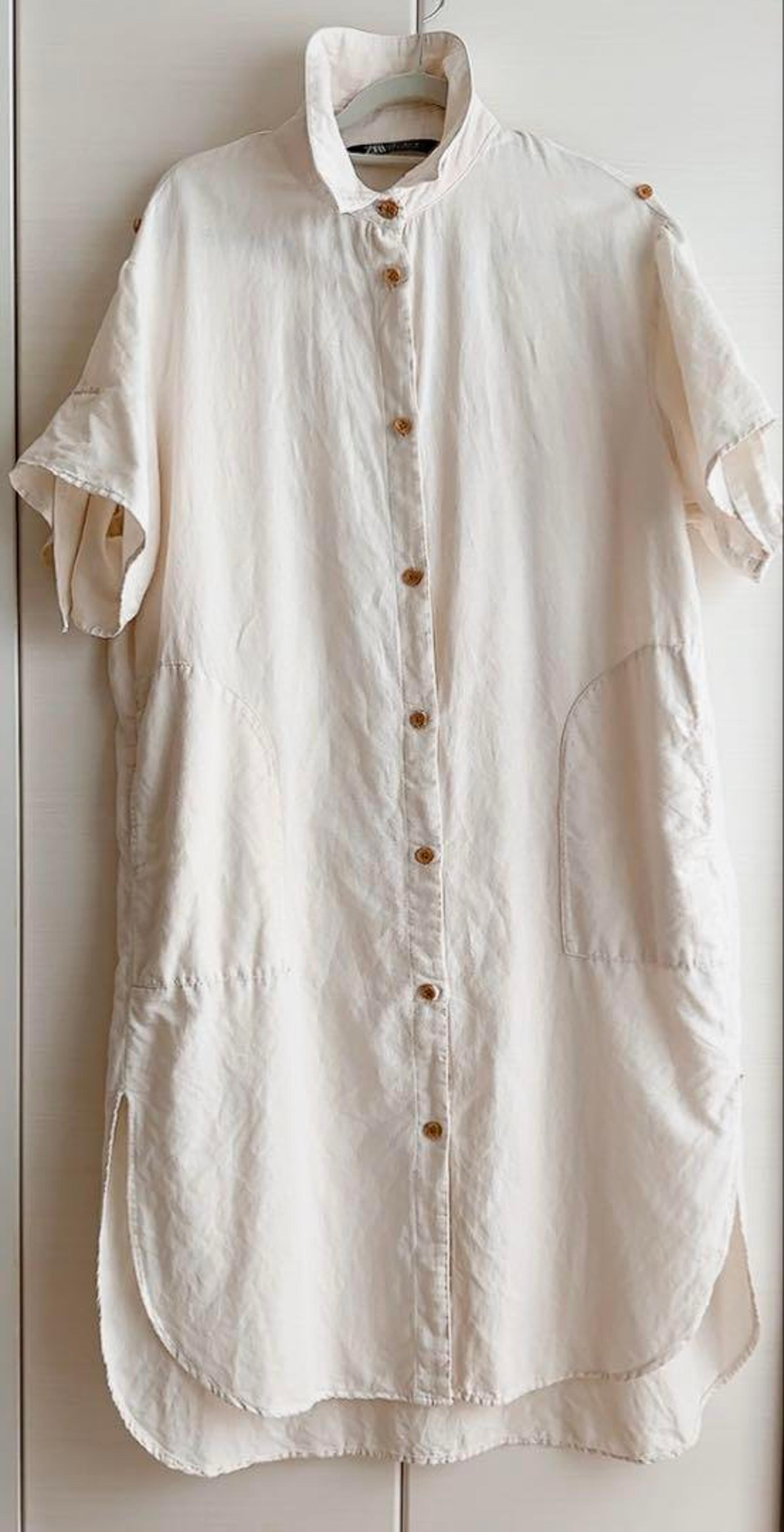 Excellent Condition [ZARA] Cotton Linen Shirt Dress Off White