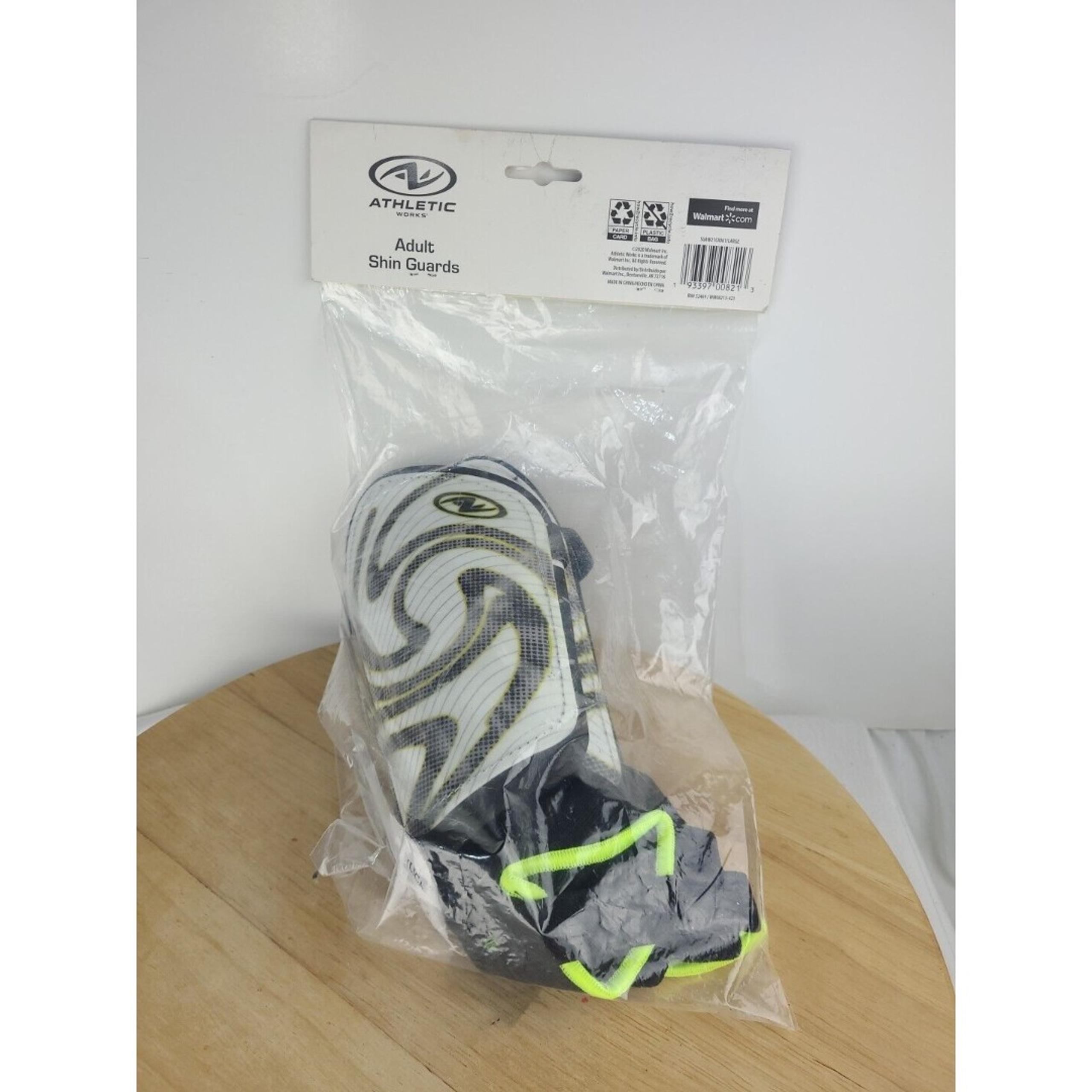 Soccer Shin Guards by Athletic Works Adult Size. White Yellow Black Gray. New.