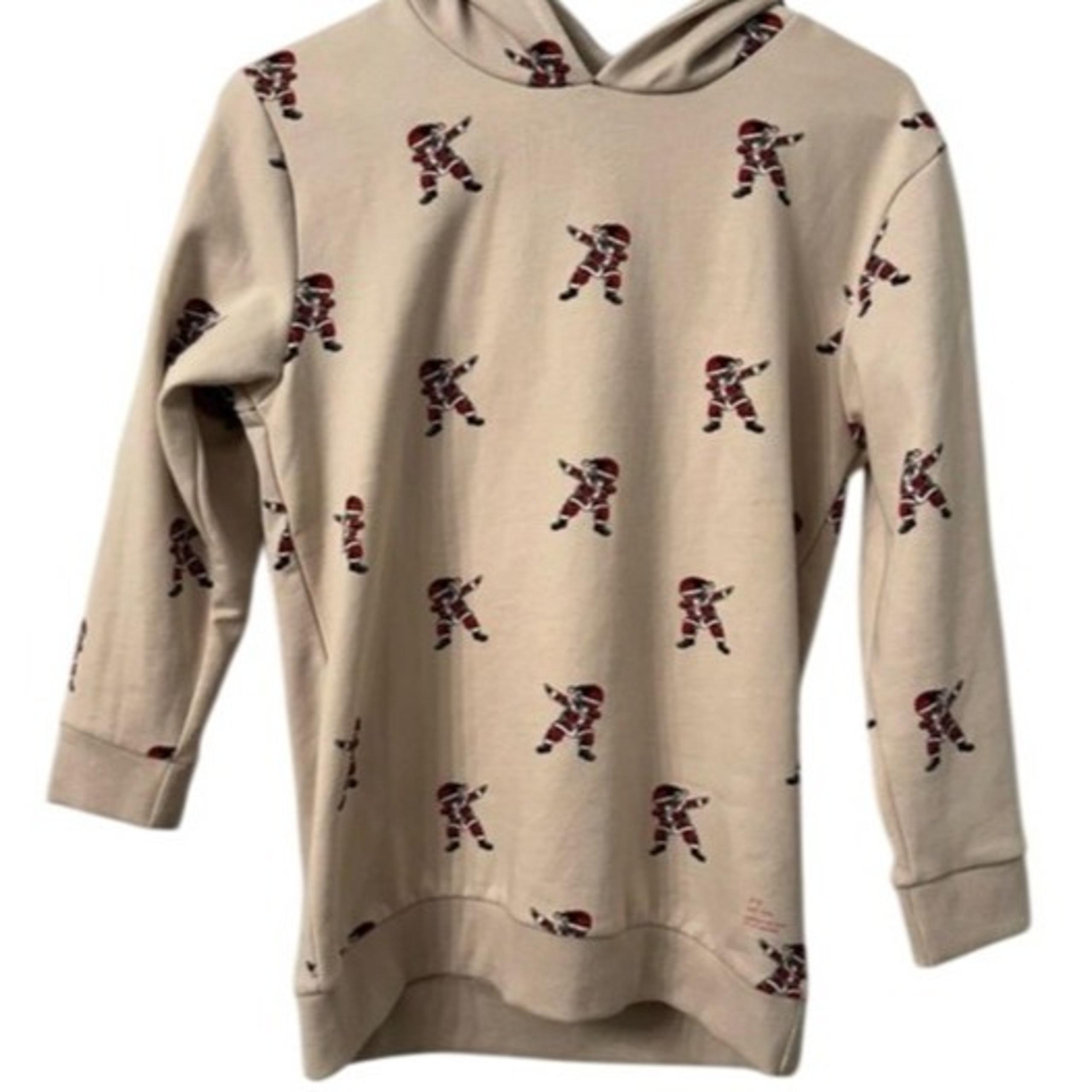 Cactus Boys Beige Hoodie With Santa Print Size 11/12 Cotton Blend Comfortable Lo