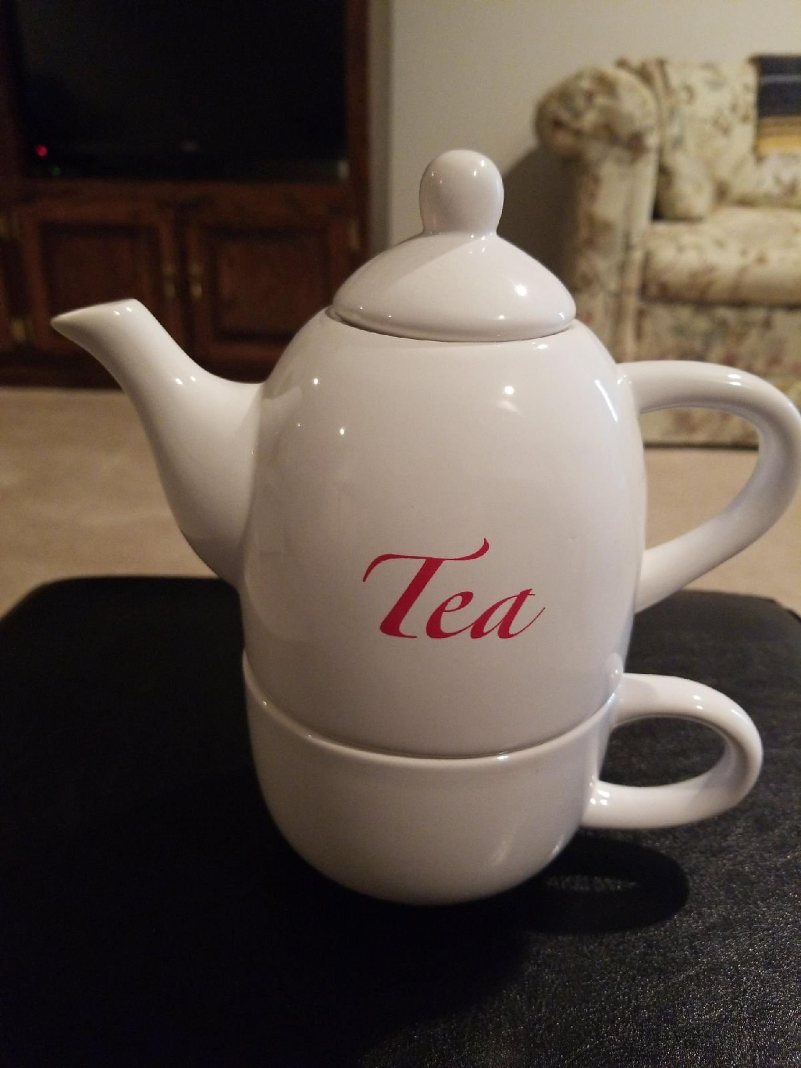 Avon tea kettle and cup