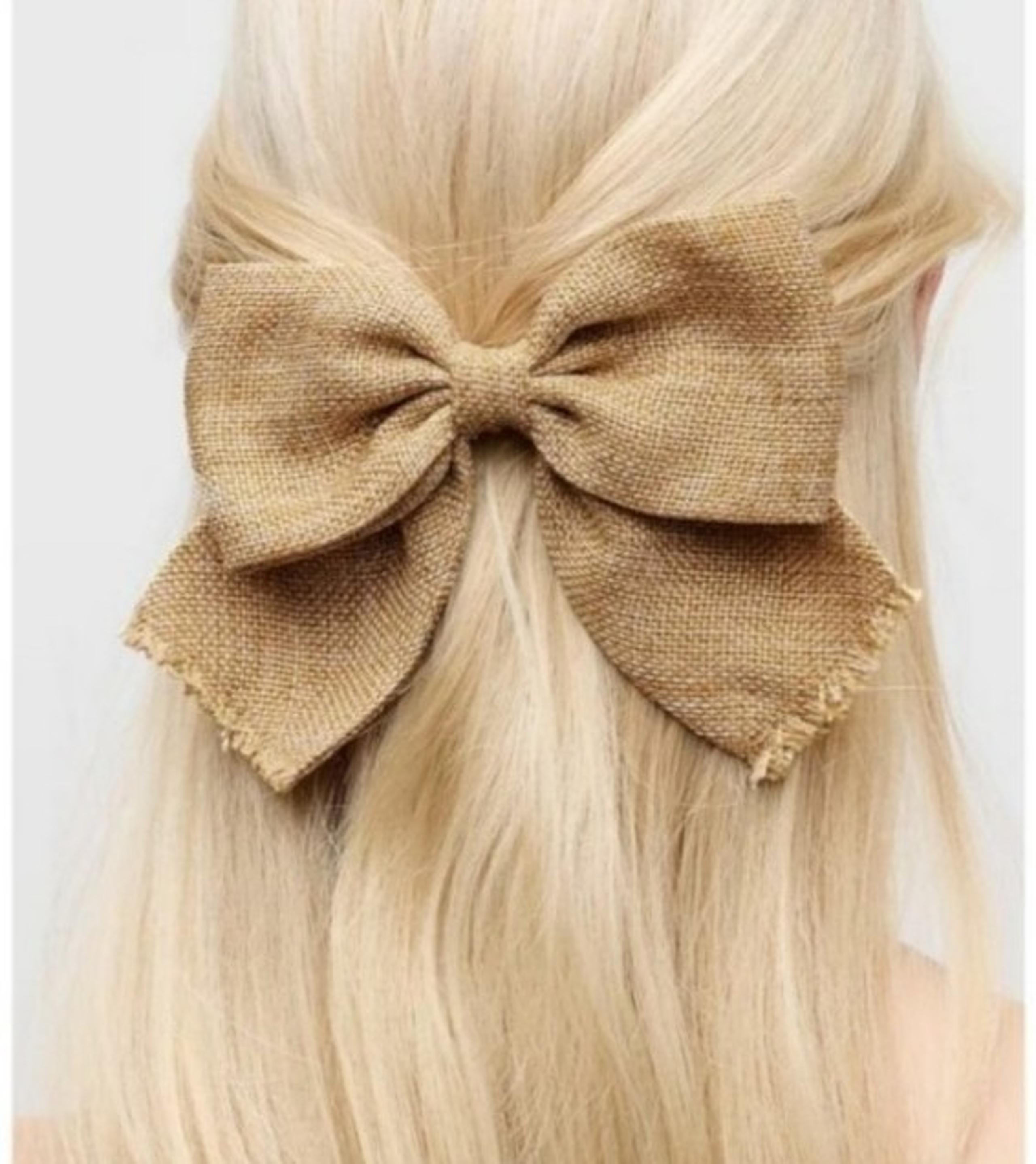 J.Crew Canvas Bow Hair Clip - Beige/Gold 6 Inches BNWT SO