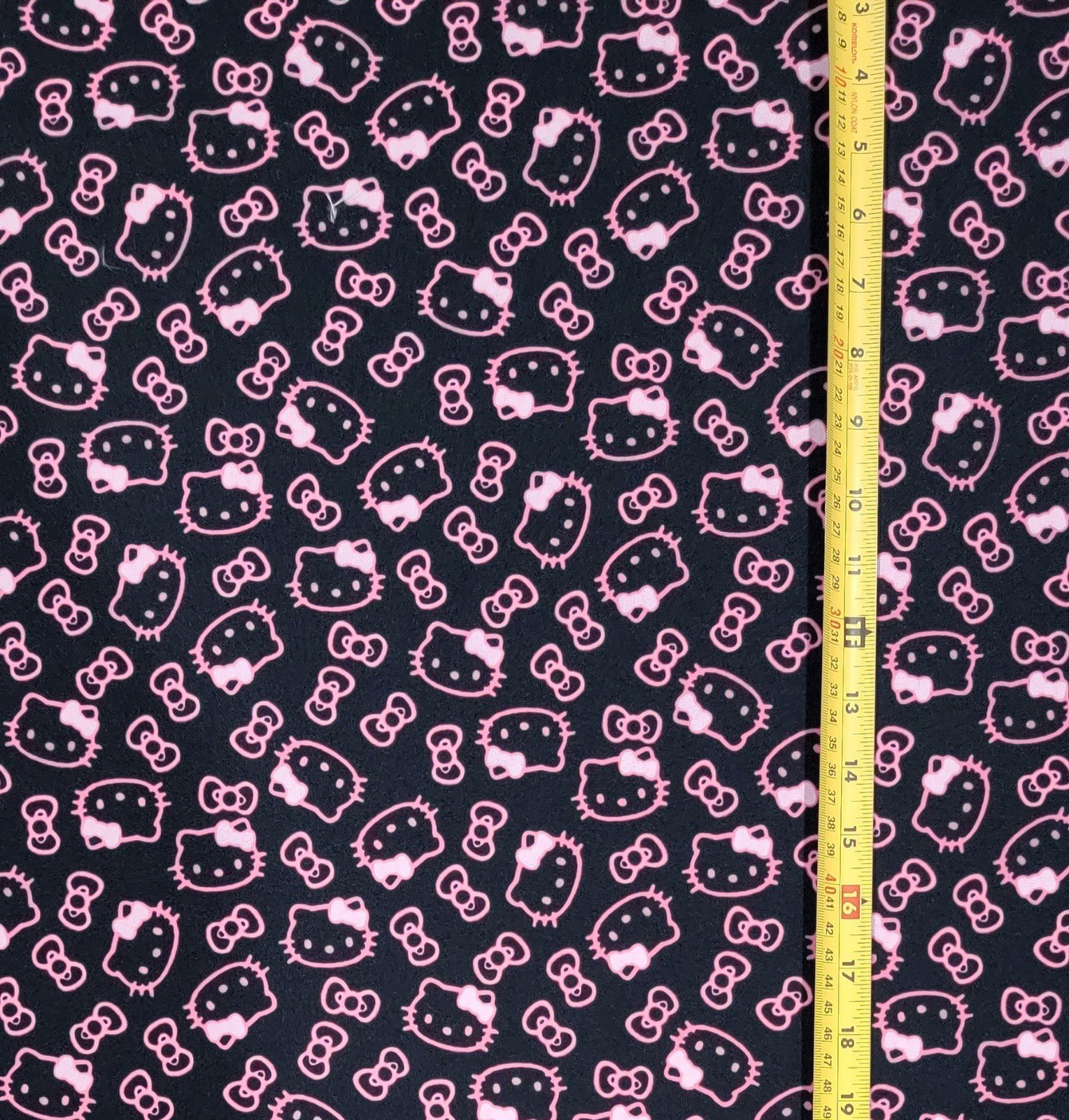 HELLO KITTY PINK - BLACK FABRIC 1 YARD