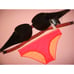 NWT Victoria's Secret 34DD BIKINI M Black neon Pink orange stitched babded
