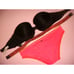 NWT Victoria's Secret 34DD BIKINI M Black neon Pink orange stitched babded