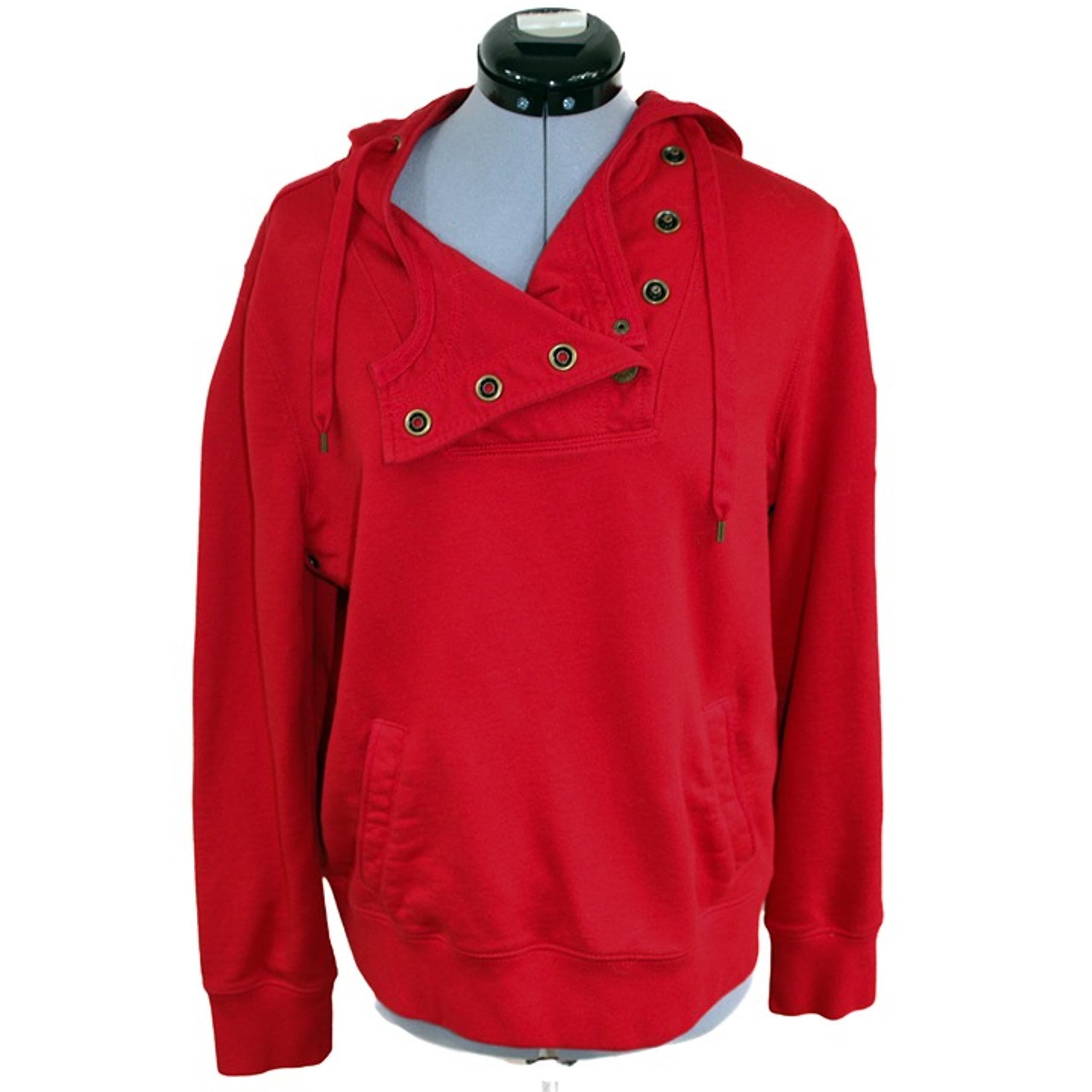 LAUREN JEANS Co Ralph Lauren Womens Med Red Sweatshirt Crest Logo Cowl Snap Neck