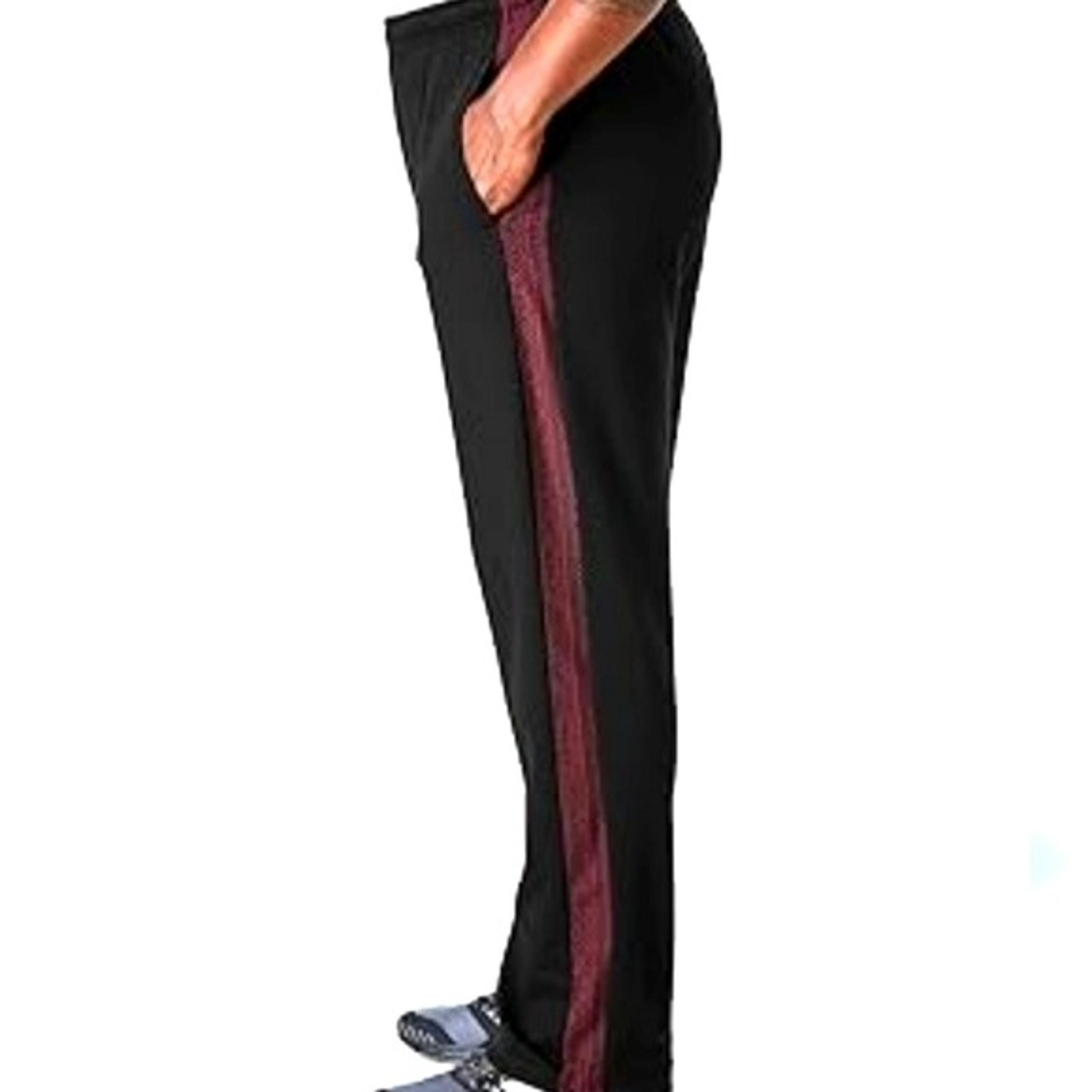Tek Gear Mens Black Athletic Pants with Burgundy Stripe Size XL