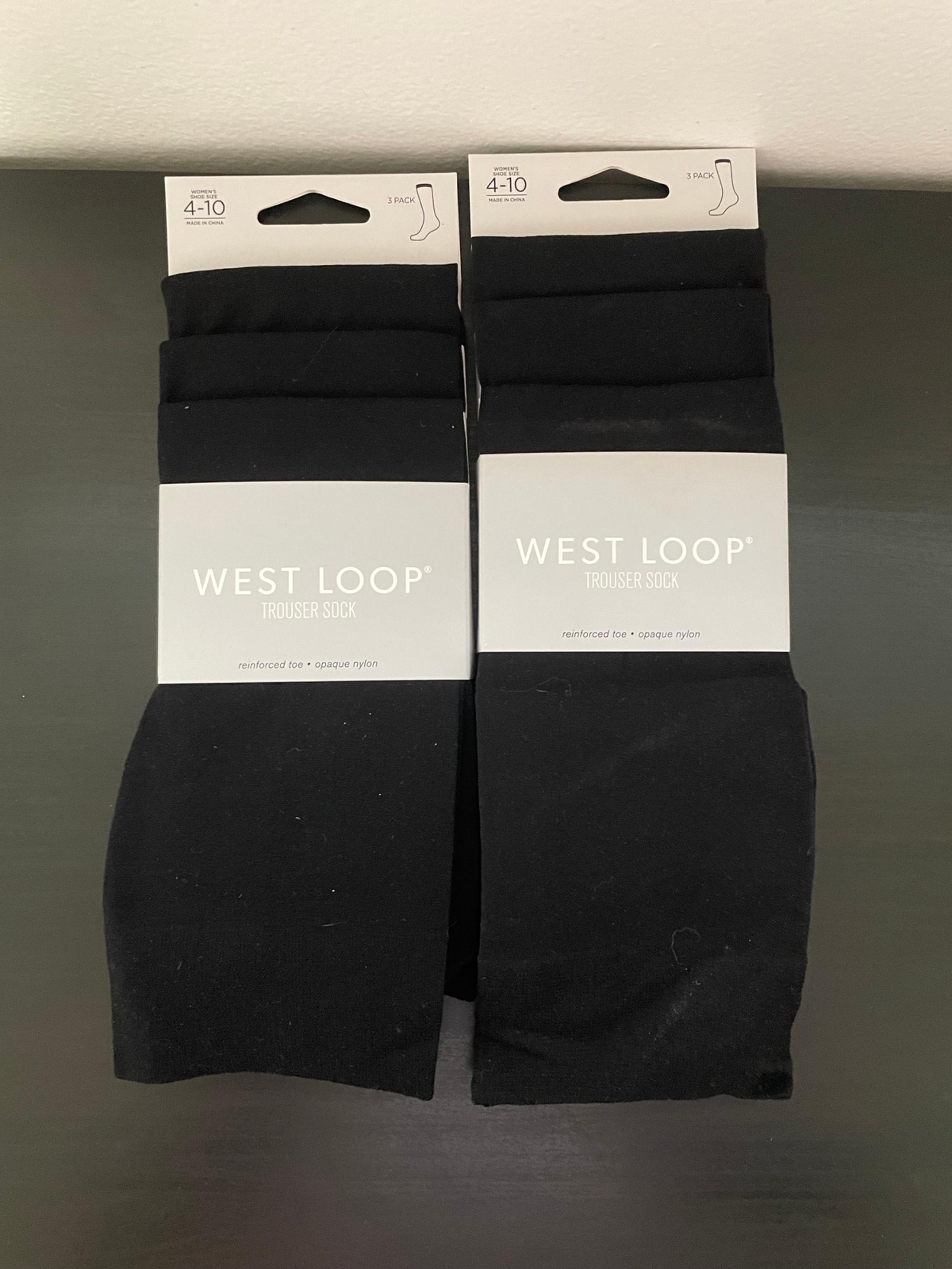 West Loop Womens Trouser Socks Size 4-10 Black 2 Pack 6 Pairs Total Nylon NEW