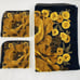 Vintage Bath Towel Set Fieldcrest Black Gold Floral Flowers Rare Wash Cloth Body