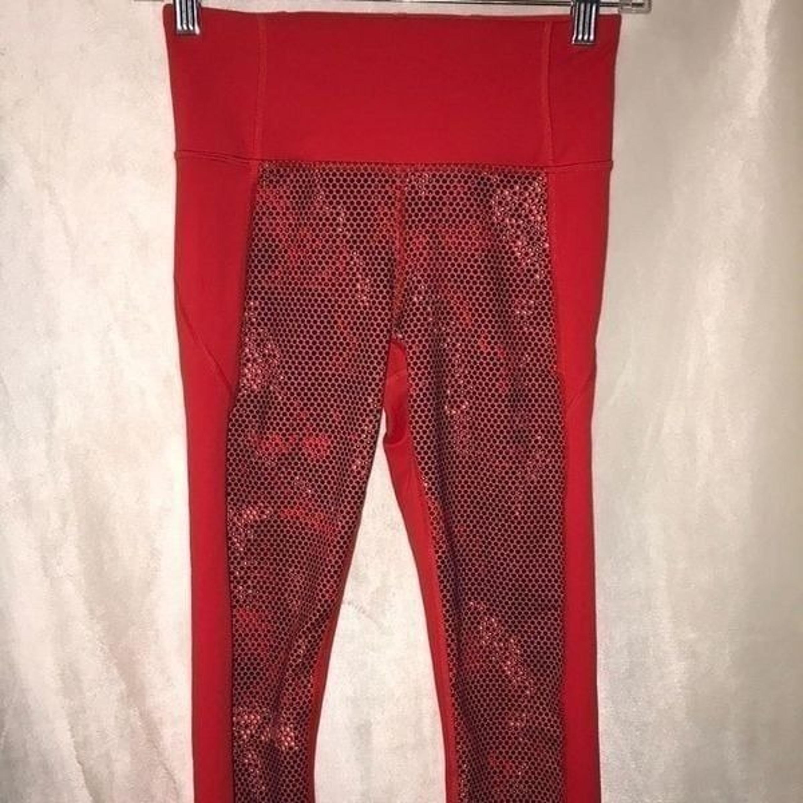Under Armour Women's Orange Gray Honey Bee Comb Wide Waistband Yoga Leggings XS