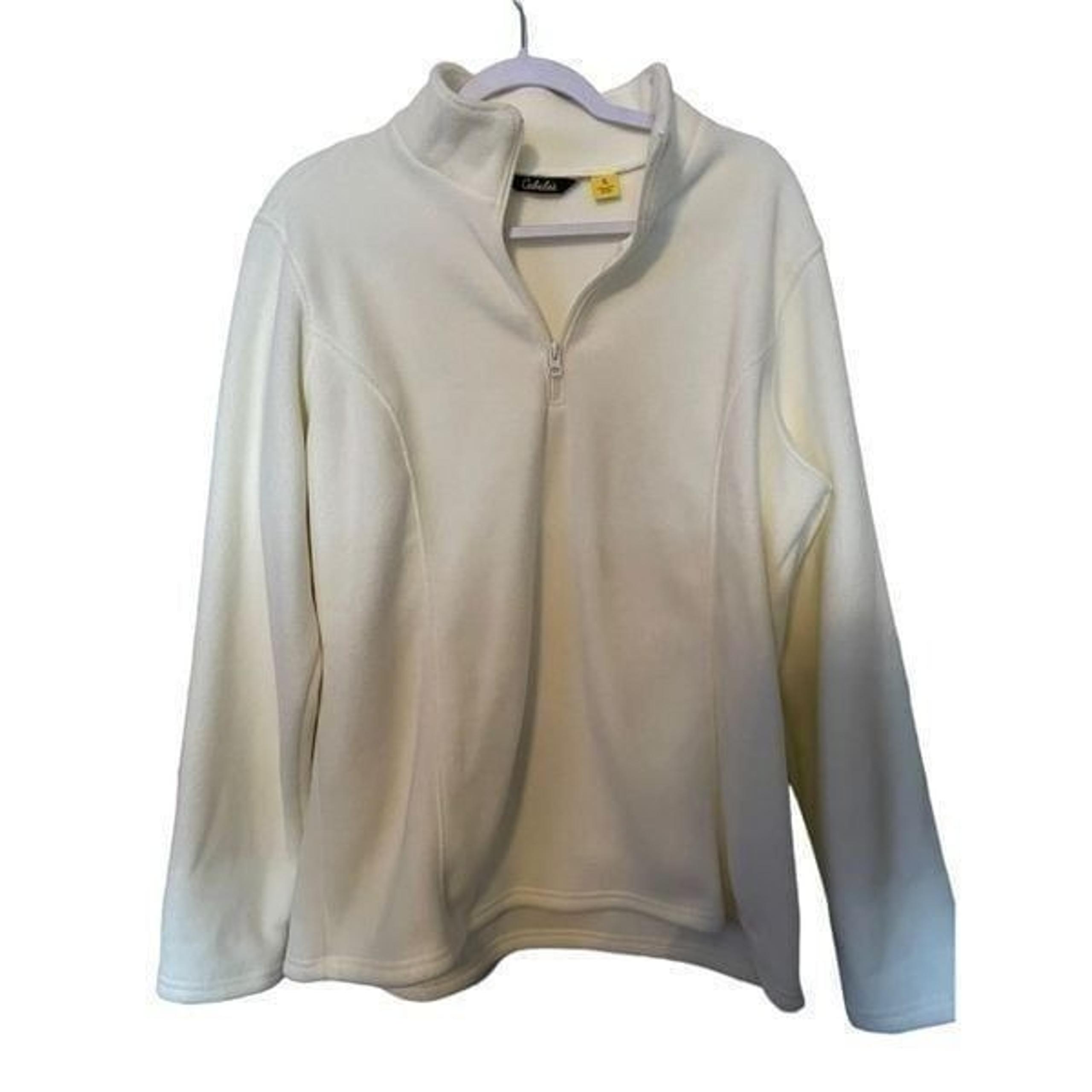 New Cabela’s Womens Cream Long Sleeve Quarter Zip Fleece Sweatshirt XL