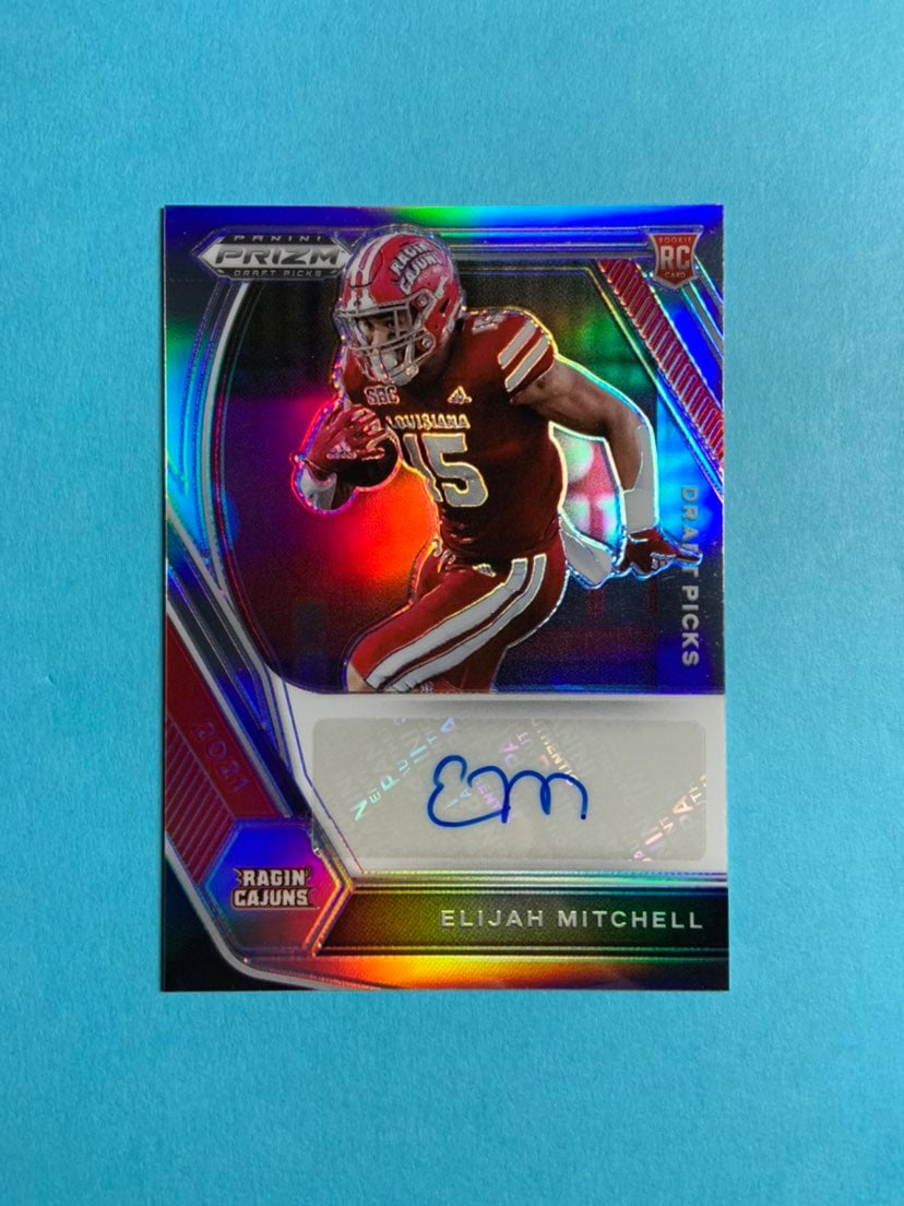 2021 Panini Prizm Draft Picks RC Elijah Mitchell Silver Rookie Auto 49ers